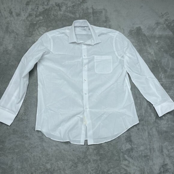 Calvin Klein White Active Performance Stretch Shirt Regular Fit L a0752 - Picture 1 of 8